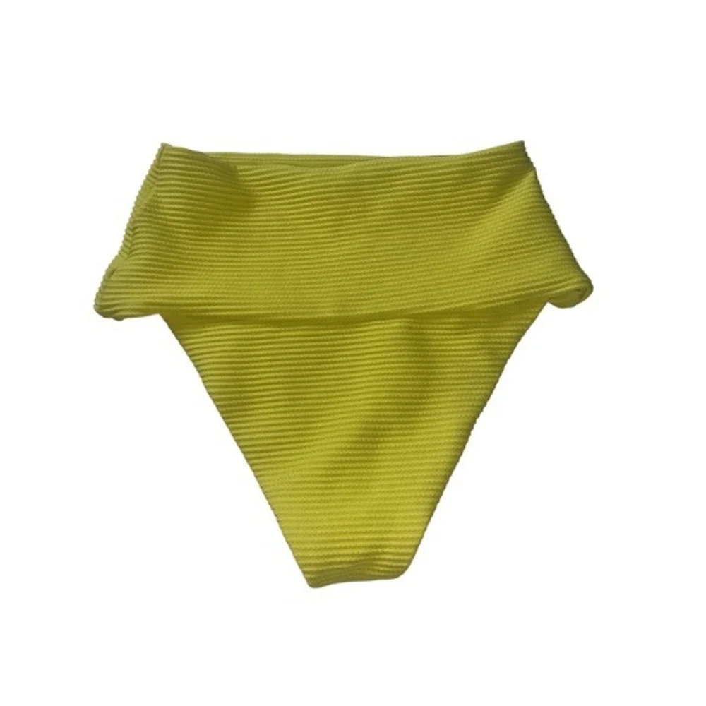 L SPACE Ribbed High Waist Bikini Bottoms Lime Green XS TP